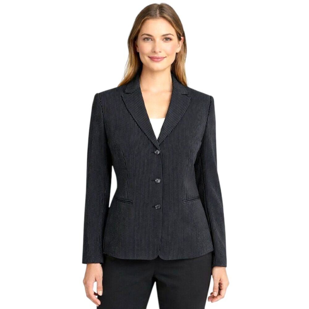 Tahari ASL Blazer Size 10 Black Pinstripe EUC *